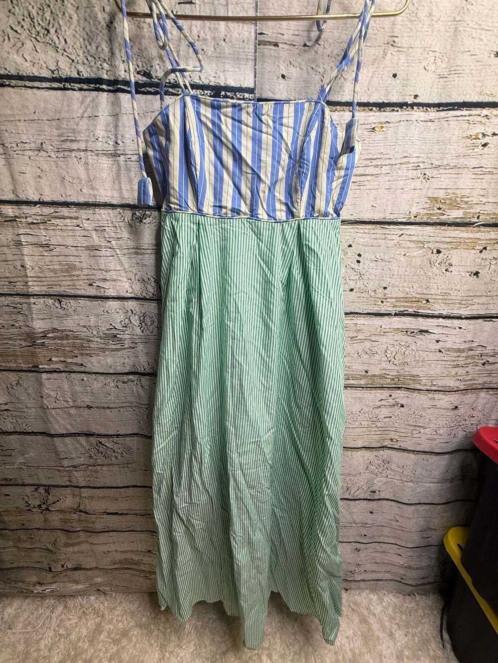 AVARA Small Dress MIDI Multi Stripe Spaghetti Strap NWT
